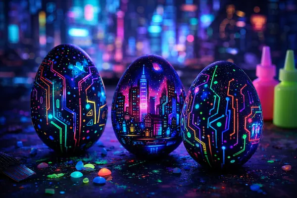 Neon Cyberpunk Eier mit UV-Farbe gestalten Anleitungen und Materialtipps