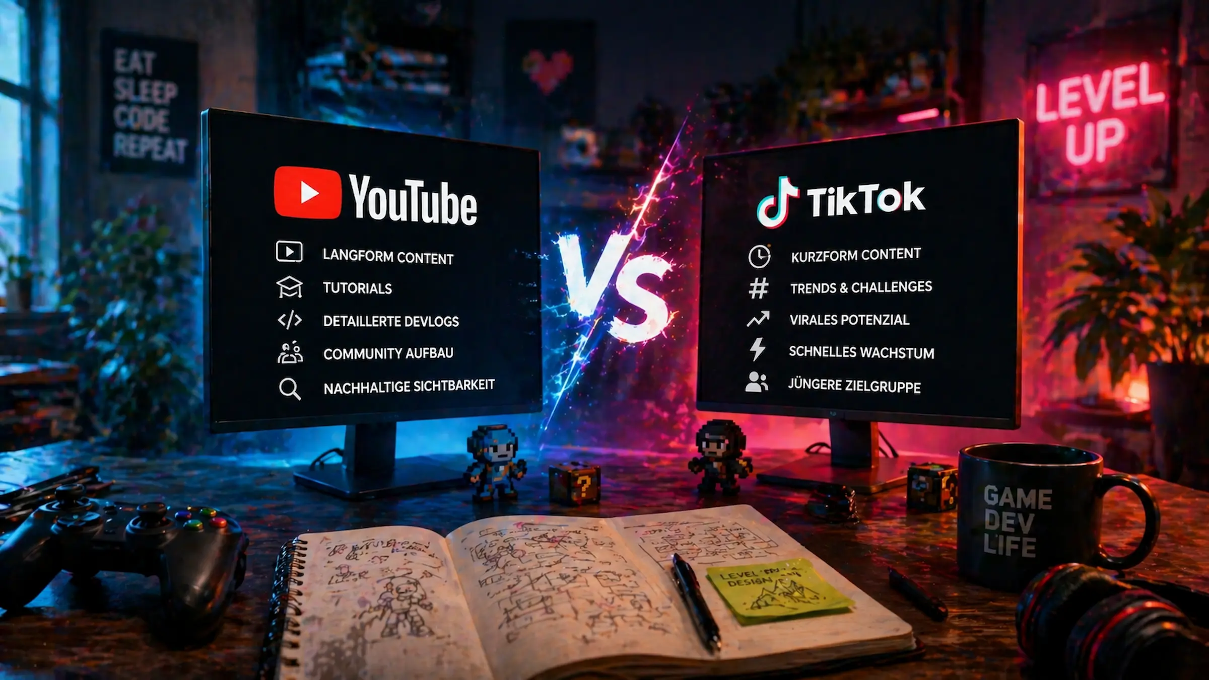 YouTube vs TikTok für Game Developer: Praxistipps und Strategien im Vergleich